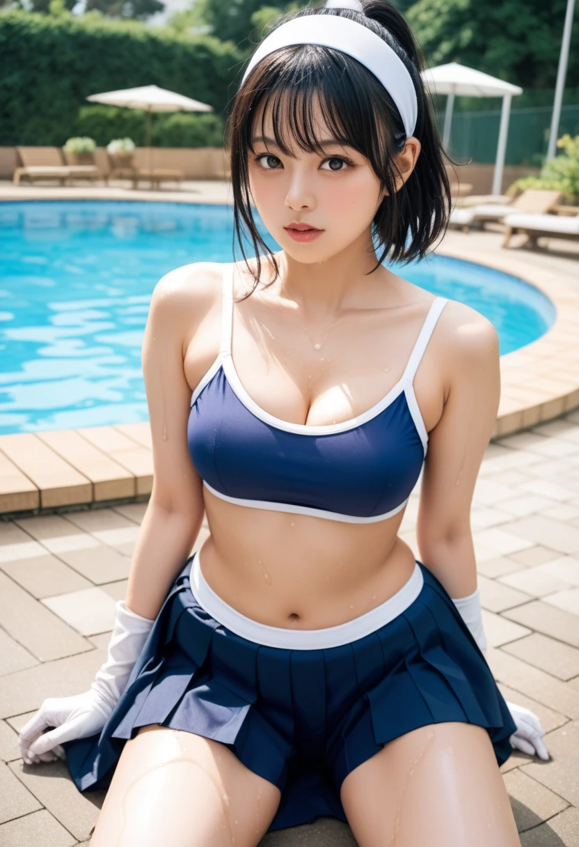 pretty girl、Black Hair、straight、Medium Hair、Idol、Oguri has a name、yui oguri、Tank top、Flared mini skirt、((huge breast))
