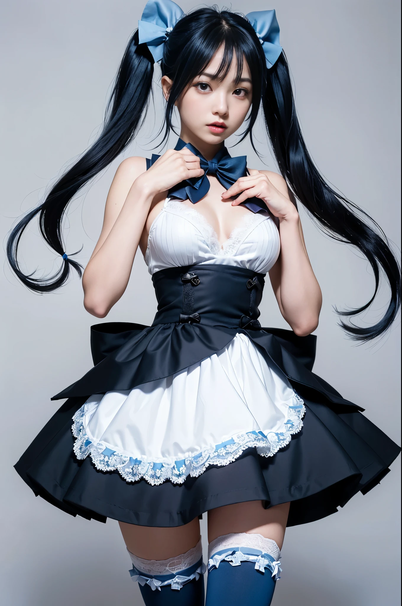 high quality, detailed, a little black cat baby and a magical girl,the magical girl is 18 years old, the magical girl has abnormal extra ultra huge boobs, in wander land,