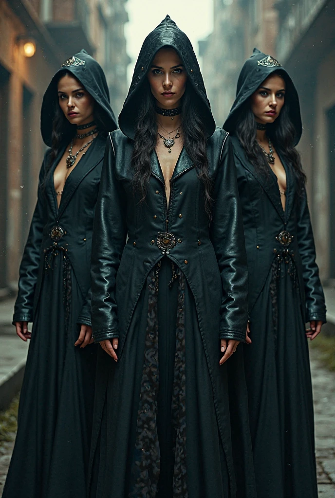 3 plague doctor killer with different designs and age of costume one is very old and rusty oone is average and one is new and their pic is head to chest only