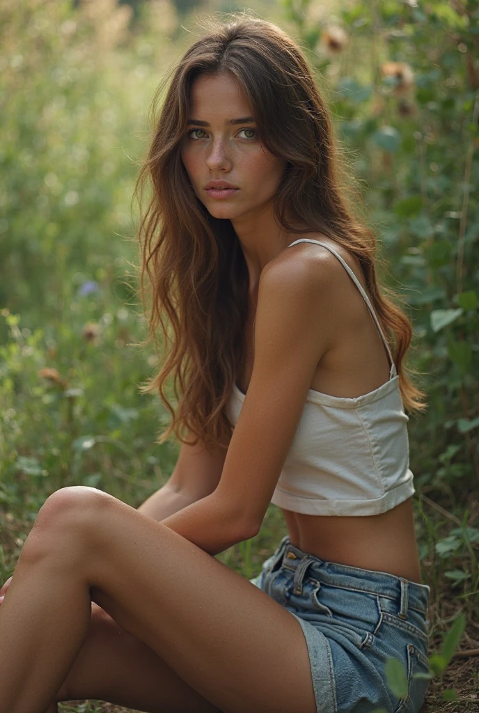 ((best quality)), ((masterpiece)), (detailed), (((young girl))), showing the G-spot, sultry body, taking everything away, sensualizing, 13 year old, clear light, green field, ((corpo now)), no clothing, agaxada, naked, sex with a boy