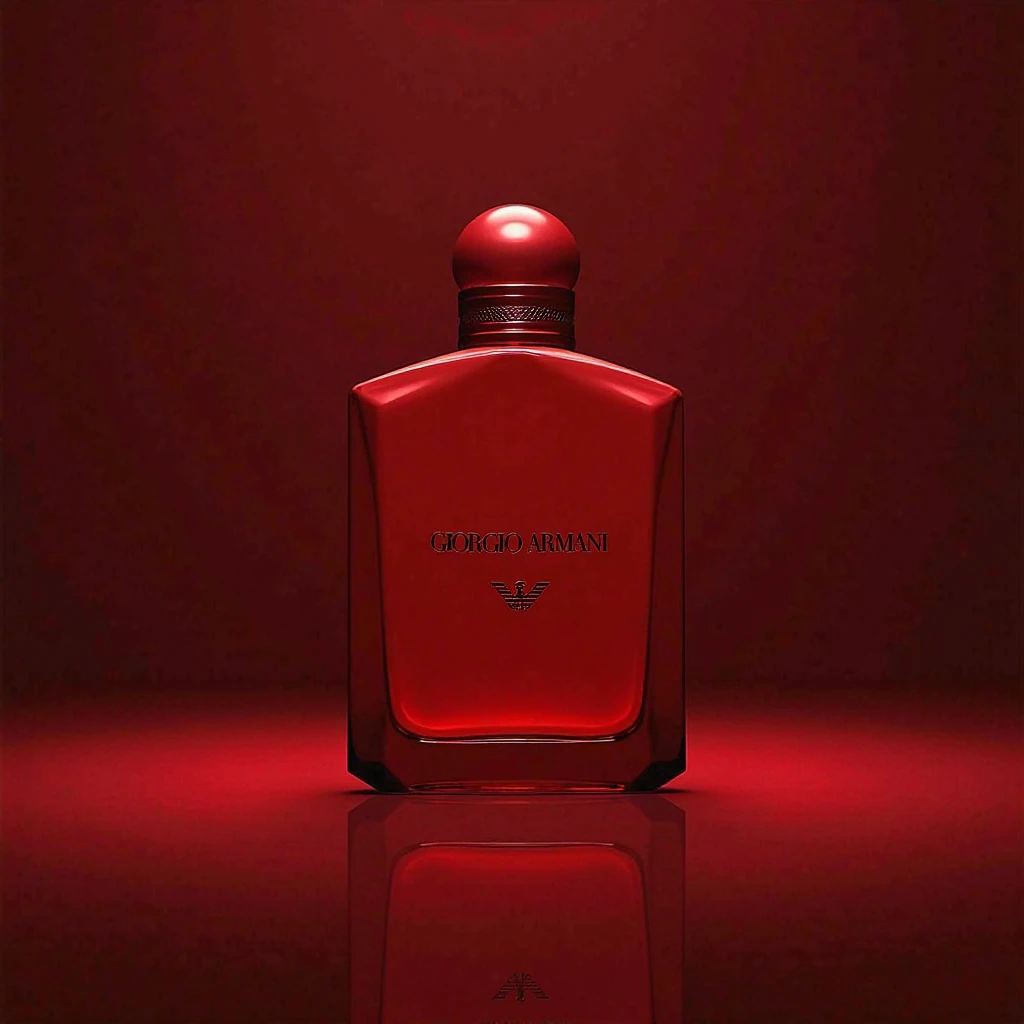 (masterpiece, highest quality, highest quality, Official Art, beautifully),(8k, highest quality, masterpiece:1.2),(((No humans))), CG products asw, No humanetallic))), (((Attach metallic ribbon)))、White background、Red and black theme、Depth of written boundary,Blurred (((Whitebackground)))、Spotlight、One perfume、The contents of the perfume shine beautifully、Bright and overall、The bottle design is simple and small.、The cap is black。(((『Crimson』)))Do not enter any other characters。Crimson、((Only one bottle))、No text、No logo