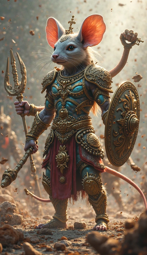 Muscle mouse in angavastram holding hanuman gada 