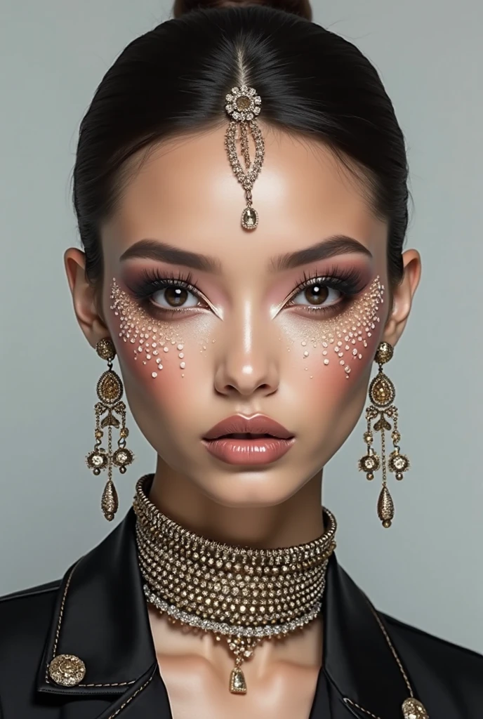 <lora:glitt3r:0.8>glitt3r 1girl woman intricate facepaint makeup