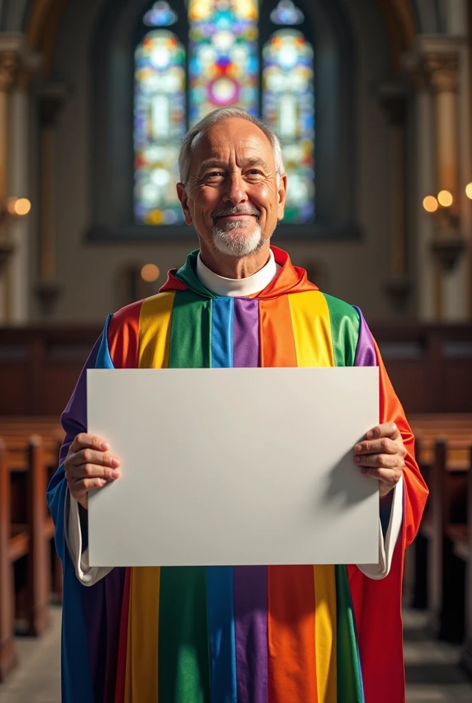 A virile church pastor reading a golden bible in front of a church window with stained glass, the pastor wears white Tommy Hilfiger underwear, he has short black hair and a short beard, the shepherd has hairy legs and thighs and a thin abdomen, wearing a shepherd's cassock, looking at the camera, orgasm face.