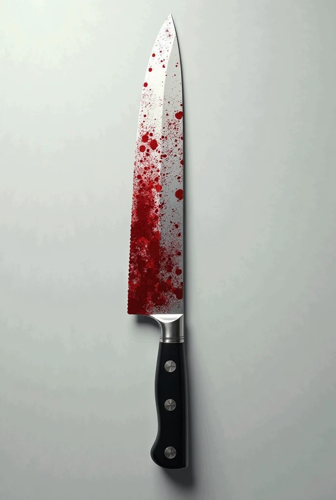 Bloody kitchen knife on anime bed sheet