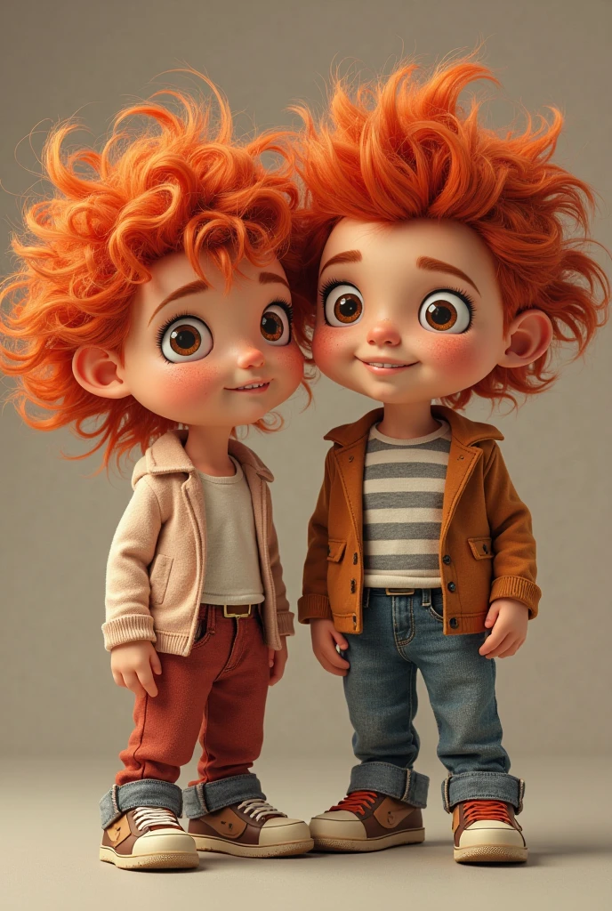 At a Wes Anderson-style schoolyard, a child with a shock of fiery red hair and freckles shares a secret with their best friend, their faces alive with laughter and trust.