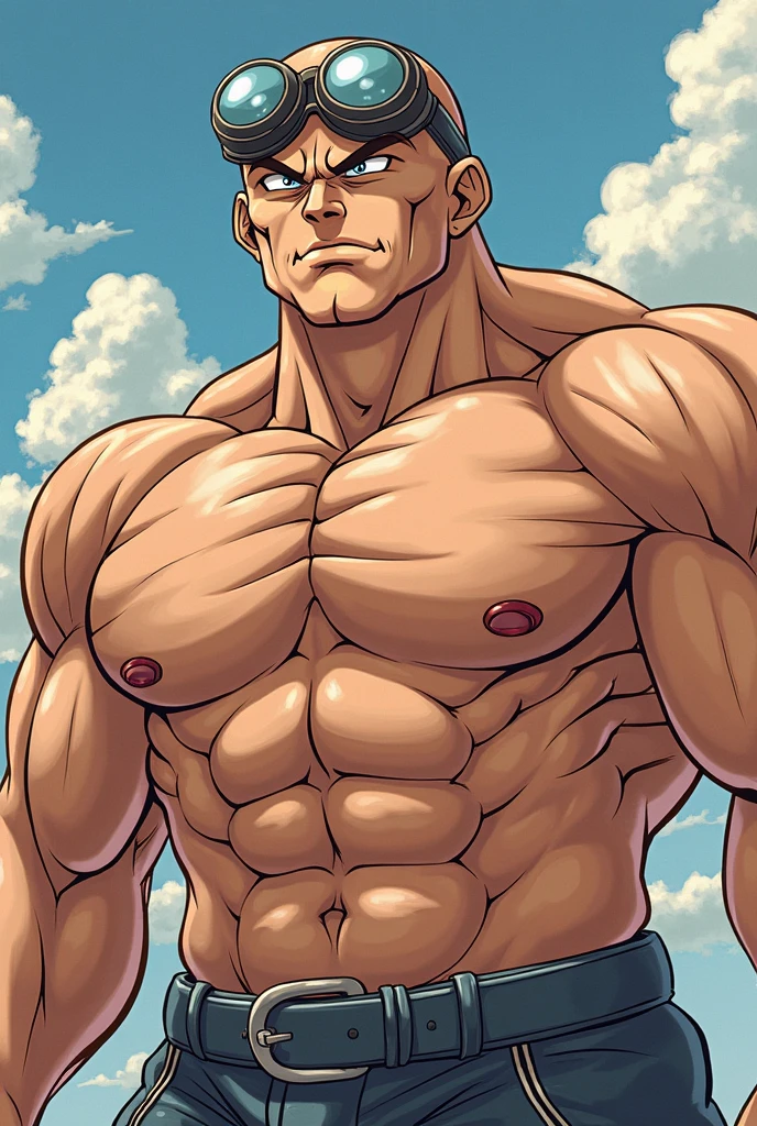 Detailed muscles, detailed skin texture, hairy body, detailed body hair, detailed muscles, veiny body, detailed penis, veiny penis, pink hair, handsome, detailed face, ear piercing.