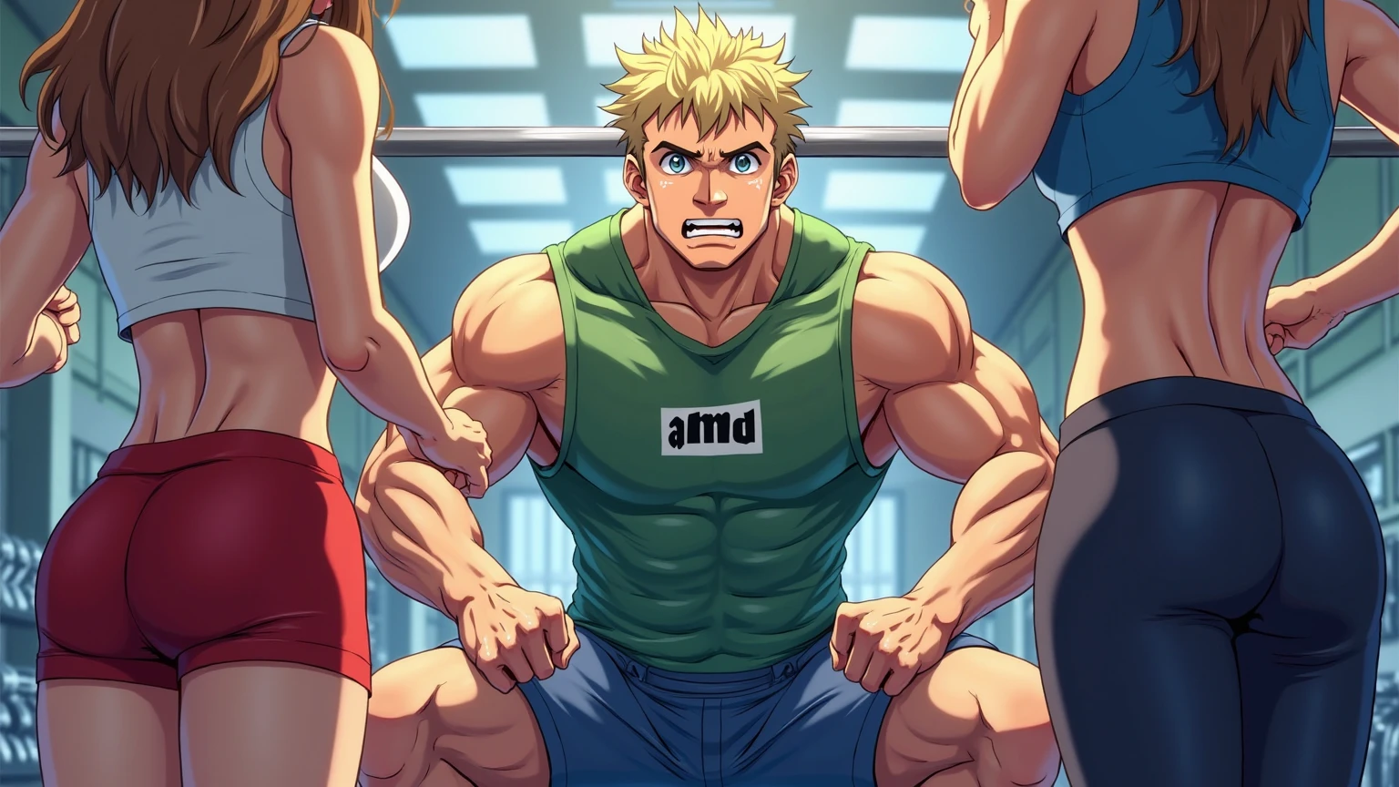 Sanji and Roronoa Zoro from One Piece stand next to each other in a locker room. Sweating. Blonde hair. Green hair. Staring ahead blankly. Drinking protein shakes that turn them bigger and dumber. Growing bigger muscles and crotch bulges. Both have trained themselves to look and act like big dumb bodybuilder jocks. Blending in with the other bodybuilder jocks. Assimilation. Dumb jock bros. Blank stares. Hyper crotch bulges. Dumber and dumber. IQ drain. Both equally muscular. "Bro, I feel ... kinda ... uhhh ... stupid...? Like, ... my head gets ... dumber, and ... dumber, and ... dumber..... I'll ... be dumb ... for Coach.... Bigger and bigger ... dumber and dumber.... Huhuhuh.... Yes, Coach. A good dumb jock is big and dumb. A good dumb jock's what we'll become.... Must grow big..... Must grow dumb.... Don't think.... Obey Coach.... Yes, Coach, we must obey.... The Big Dumb Jocks are here to stay...." Chuckling vapidly. Drooling. Hyper biceps. Hyper triceps. Broad shoulders. Thick, meaty hyper pecs. Hyper traps. Big deltoids. Big lats. Tank tops. Blank stare. Open mouths. Vapid. bro. bodybuilder. IQ drain. Jock. hypnosis. dumber. Big crotch bulges. Dumbing down. Brainwashing. Giant muscles. Hyper muscles. Dumber and dumber. Bigger and bigger. Muscleheads. Meatheads. Jocks. Hypnotized. Brainwashed. Brainwashing. Subliminal hypnosis. Flexing. Tall and muscular. mindless. Brainless. Jock bro assimilation. Integration. Conformity. Brute. Musclehead.