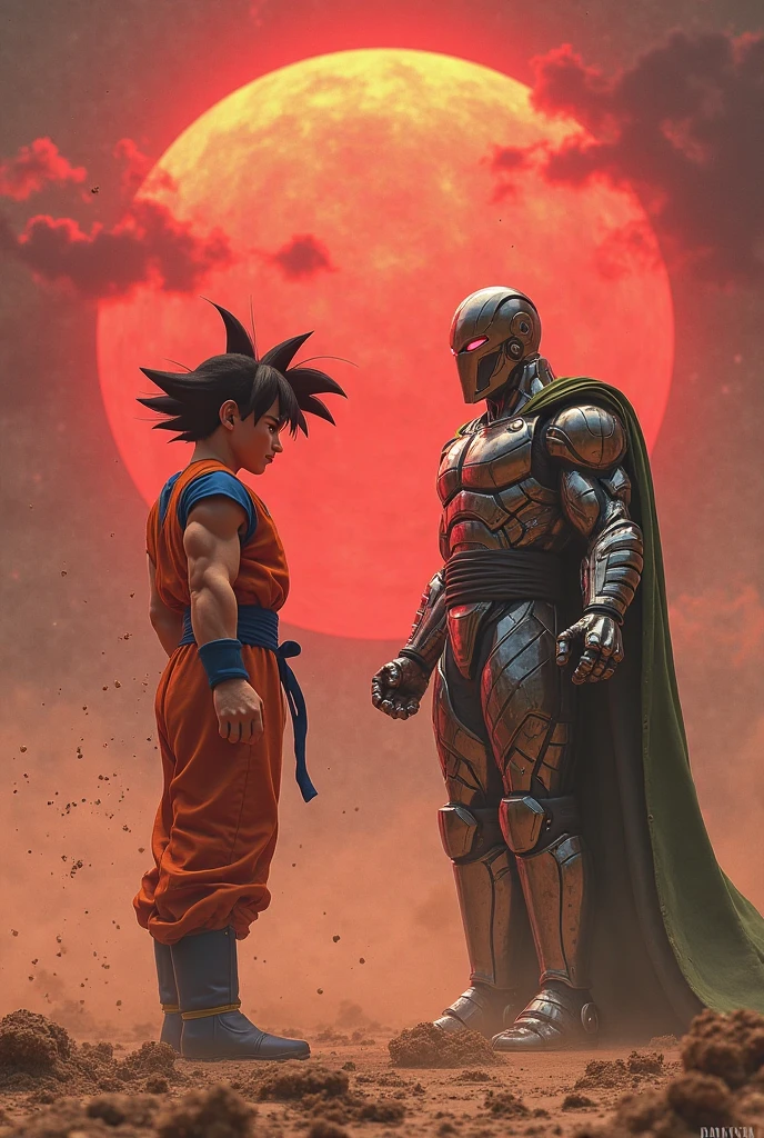Create an image of Elon Musk fighting Goku