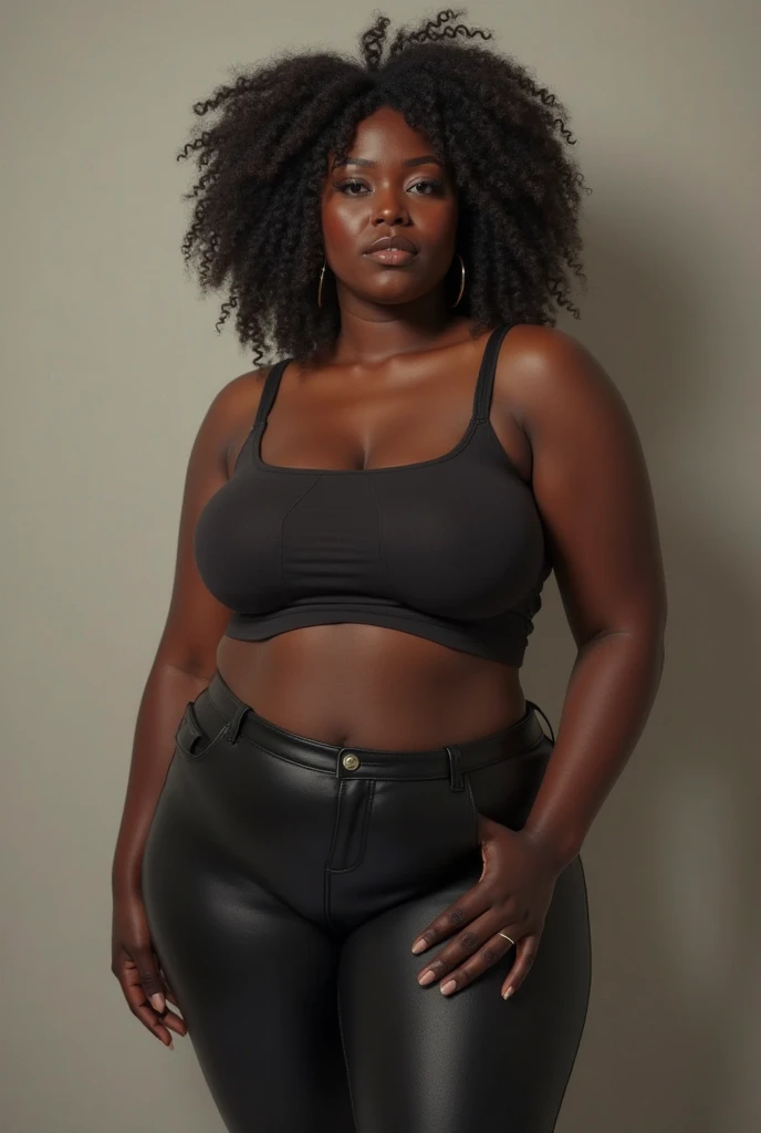 Super thicc dark skinned girl ears showing wearing tight skirt