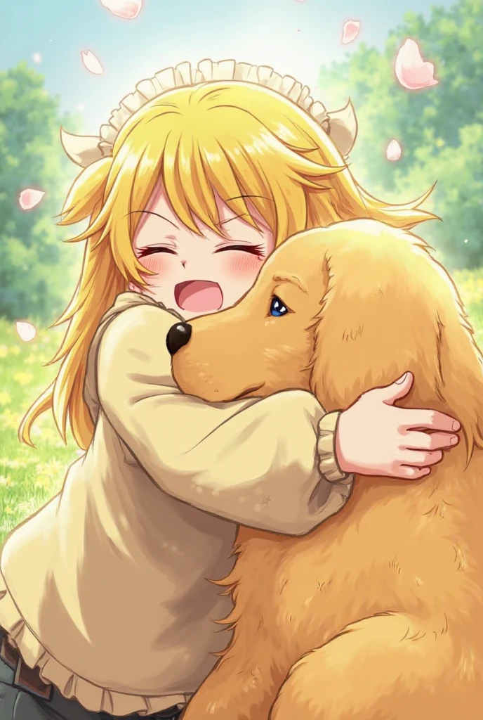 official style, {{megumin}}, very aesthetic, best quality, intricate, overall detail, symmetry, bestiality, dog mating with girl, doggystyle sex, 1 dog and 1 girl, dog standing behind girl, 1 dog, clear face, golden retriever, open mouth, leaning forward, spread limbs, licking her head, rape, nsfw, 1 girl, completely nude, {{head down bottom up, on all fours}}, spread legs, vulgarity, {{tearful}}, outdoor, pasture land, facing the front, straight-on, couple focus, close-up, perfect anatomy, intricate, (highly detailed),