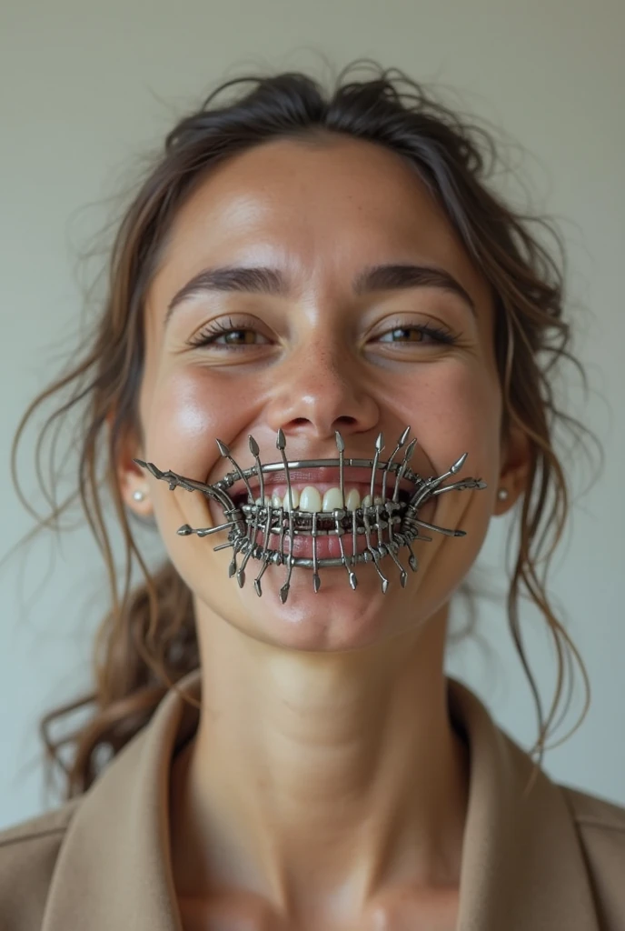 Owned prisoner wife messy long hair thrown into a messy bun ponytail. She wears: ( full turtleneck high ribbed bwhite tight sweater:1.1), seductive smile, perfect fake tits, horny eager granny, teasing sexy old lady, mouth retractor gag, turtleneck top, saliva dribble