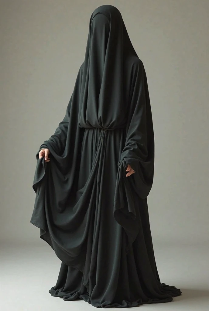 Muslim Lady, full islamic black dress, with face full mask, forehead cover with mask
