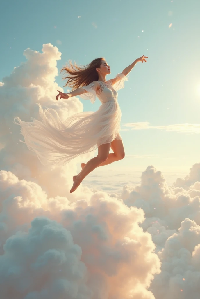 Dancer flying in the clouds