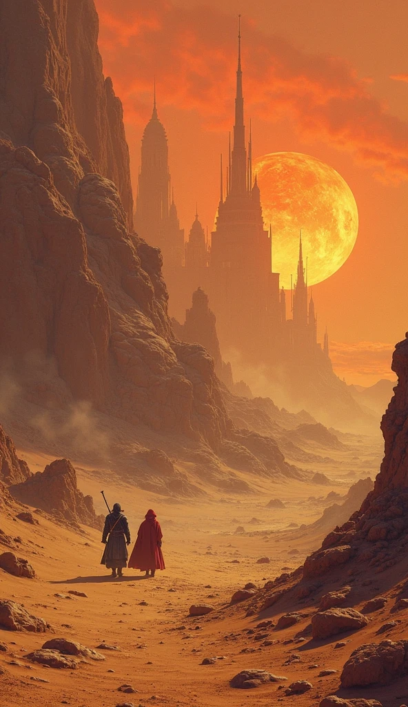 Book: Dune, Author: Frank Herbert. I will quote from this book. Suitable background images for this. hyperrealism, hyperdetailed, accurate, award-winning, masterpiece, 8k, high resolution, cinematic lighting. The pictures should be a continuation of each other. detailed background.