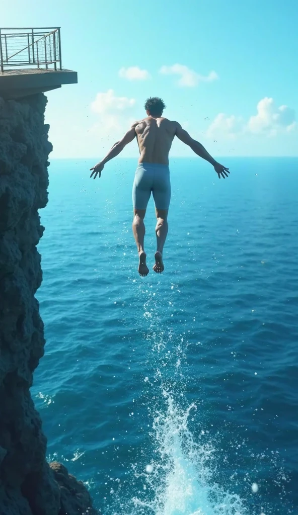 3D MAN, using speedo, musculosos, diving into the depths 


