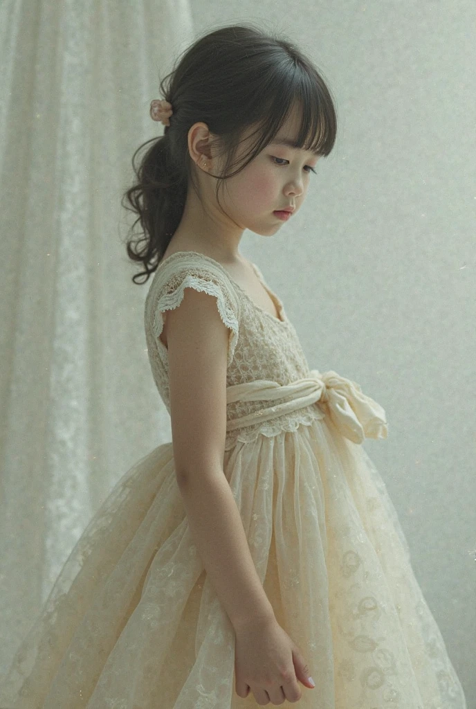 Beautiful girl 11 years old White dress