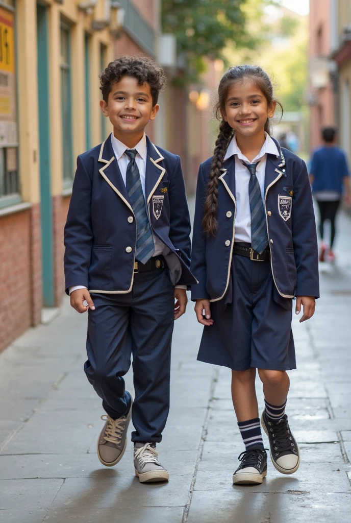 A boy and a girl carrying a school bag returning from school
 
