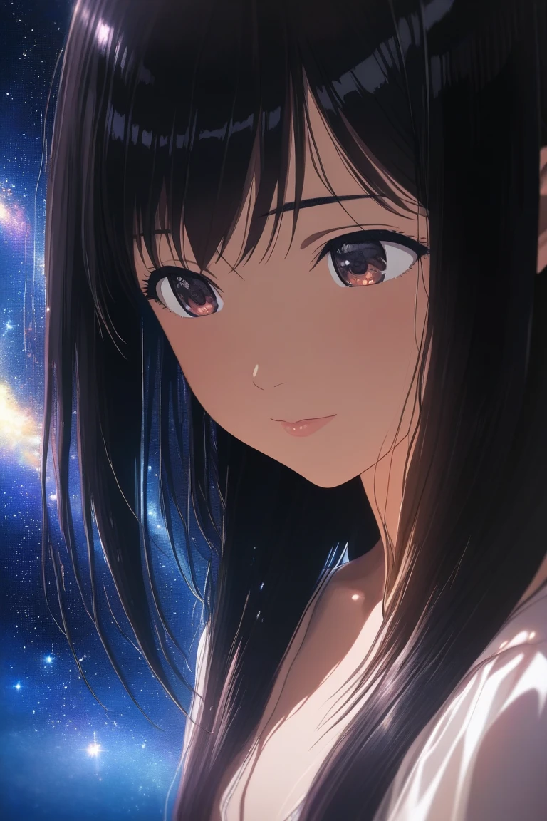 kotegawa yui(woman\(student, 20-year-old, ＪＫ, Long black hair floating, Space-colored eyes, underwear, Pale skin) Looking up at the sky),Inside the room、 Beautiful sky, Beautiful Clouds, (Transparent bubbles shine like prisms here and there in the sky), There is a noon moon and a noon star in the sky, In a crowded downtown, break ,quality\(8k,非常に精細なCGユニットのwallpaper, masterpiece,High resolution,top-quality,top-quality real texture skin,Surreal,Increase the resolution,RAW Photos,最高quality,Very detailed,wallpaper,Cinema Lighting,Ray-tracing,Golden Ratio\),(Long Shot),Wide Shot,