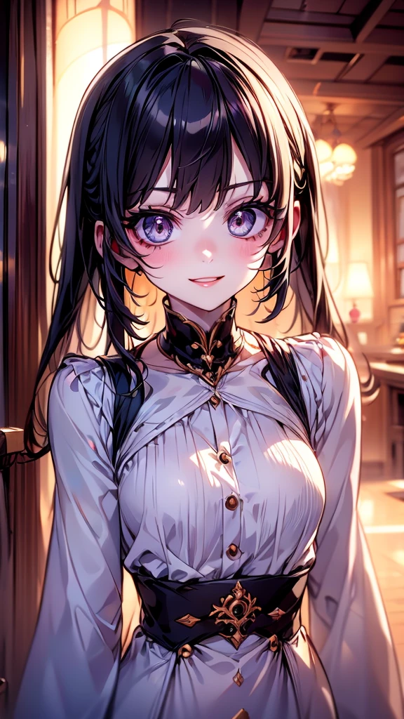 there is a woman with long hair wearing a white jacket and a bow tie, korean girl, realistic young anime girl, chinese girl, anime girl in real life, anime girl with long hair, white hime cut hairstyle, cute natural anime face, realistic anime 3 d style, beautiful anime girl, with cute - fine - face, beautiful anime portrait, beautiful south korean woman