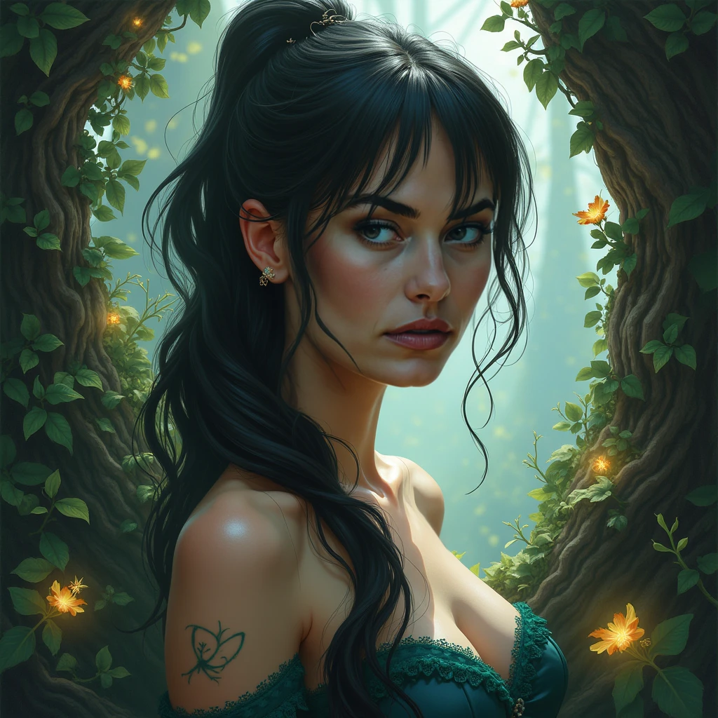zrpgstyle, from_side from_below beautiful scary woman made of water (sadness expression:1.2) woman with (long water hair:1.2) rising out of the water moss smoke vines churning water fireflies midnight moonlight backlight (masterpiece:1.2) (best quality) (detailed) (intricate) (8k) (HDR) (wallpaper) (cinematic lighting) (sharp focus)
