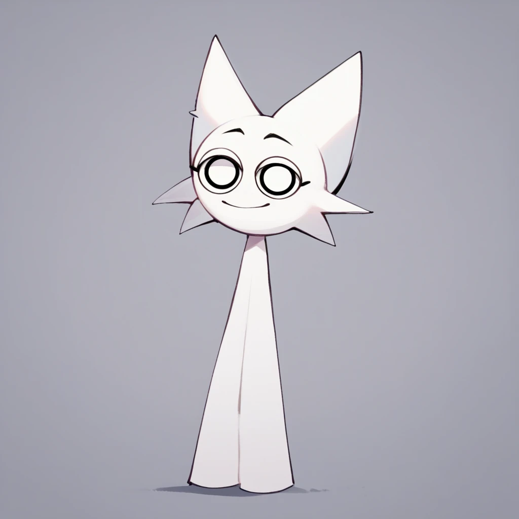 A drawing of a girl, nude, pussy, , tits, smol, full body sprite, standing, fragile looking figure, simple lineart, cute character, very flat shading, soft outline, cute, purple eyes, brown messy hair, skinny