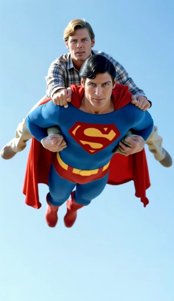 Me and Superman fly in sky