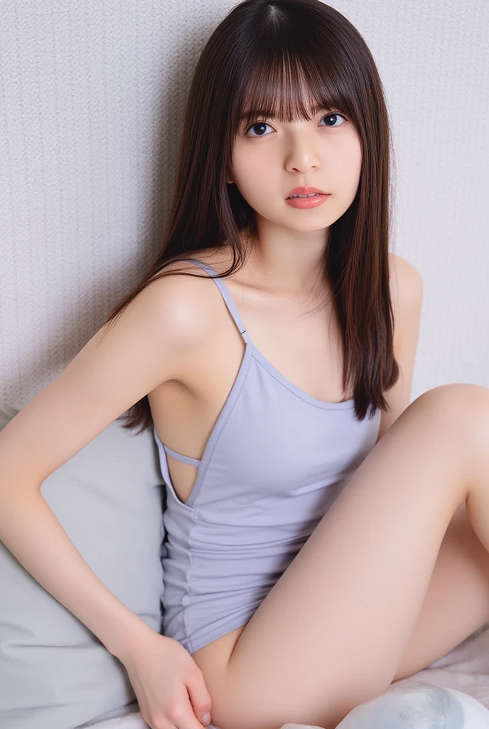 In detail, High resolution, high quality、Perfect dynamic composition, Beautiful attention to detail, Bob Layer Cut、From below、sight、From below、From below、Sit on the sofa、Long legs、despise、Looking into the camera、Hold in hand、Put your hands forward、holding something、Natural color lip, 23 years old、1 person、Clear Skin、Shorts、Shiny Hair、Bedroom、Inside the room、Fashionable clothes、Shibuya Ward、Pique Ice Cream、Loungewear、Fashionable、Beautiful feet、Futomo、shake your head、Glare、Stimulate、Rage、video