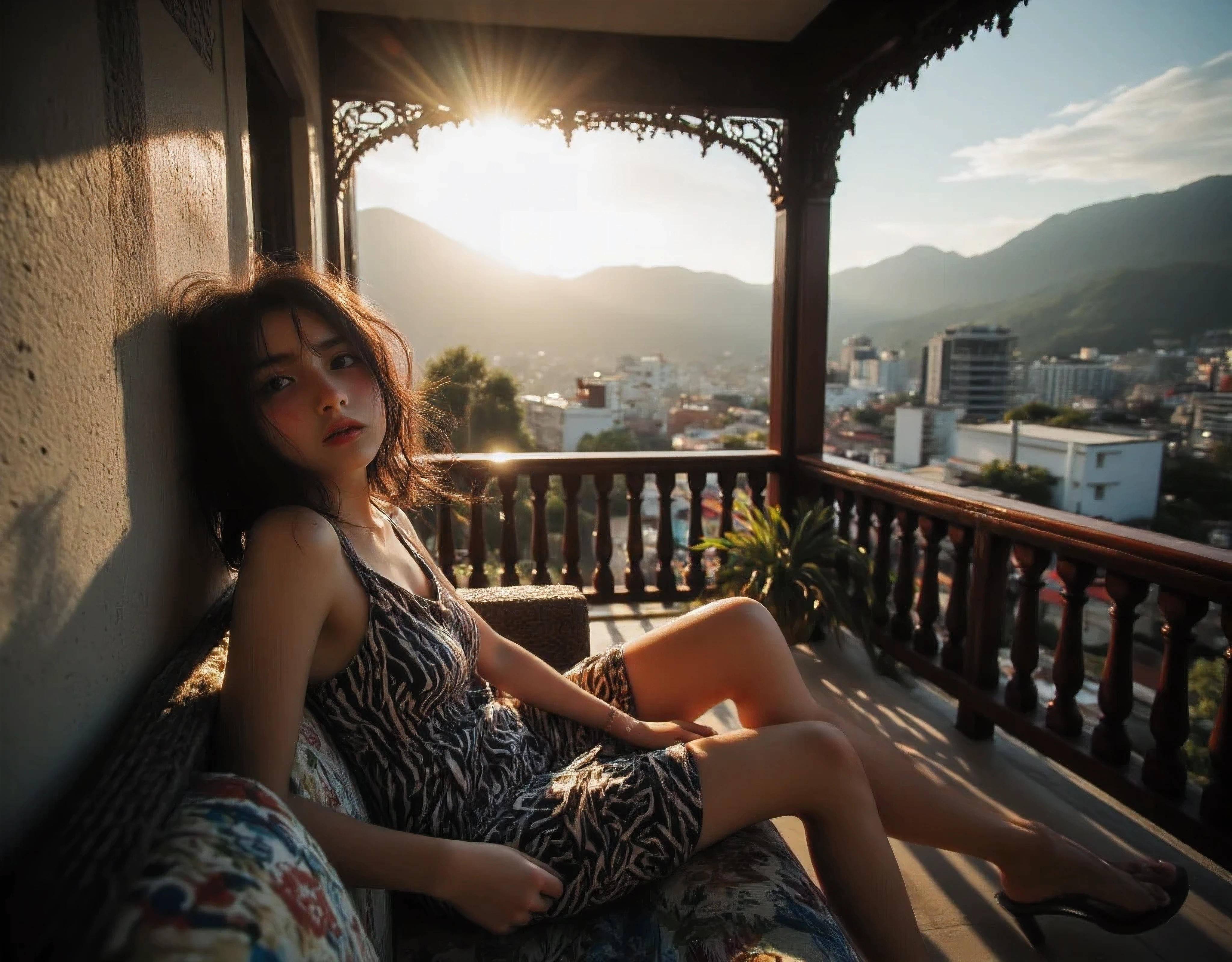 (mountain with city in the background) (Large perky breasts) Flash photography, gyaru, Aesthetically pleasing cinematic composition, epic perspective, dramatic lighting and shadows, symmetrical and detailed, Cute girl with small perky breasts in a black and white geometric print summer dress at the veranda at her home during evening relaxing in the outdoor couch, Metro Manila, philippines, Evening, nighttime, Cute tan brown-skinned Filipina-korean goth girl, Cute and adorable milf mommy wearing her sexy and alluring Cute girl in a black and white anime summer dress at the veranda at home during sunset relaxing in the outdoor couch fit athletic toned sexy fit and athletic Filipina-korean woman, tan skin photorealistic and life-like taken from a Leica m9 50mm 1.2, lowlight photography, 4kPhoto_PDXL Photorealistic, 30 years old , Filipina brown skinned pacific islander Spanish mix girl, high resolution, life-like details, Freckles, moles, simple and elegant demeanor, lovely and ethereal face, Photorealistic and life-like skin texture, lovely kissable pouting lips, sexy sensual and alluring seductive pose , surprised face as she looks at me, Cute girl in a summer dress at the veranda at home during dusk relaxing in the outdoor couchTaken from a Leica m9 50mm 1.2,  masterpiece,  Top Quality,Full HD, 16k,  bold pose to seduce men,  accurate human body, correct human anatomy ,　　(mountain with city in the background) (Large perky breasts) Flash photography, gyaru, Aesthetically pleasing cinematic composition, epic perspective, dramatic lighting and shadows, symmetrical and detailed, Cute girl with small perky breasts in a black and white geometric print summer dress at the veranda at her home during evening relaxing in the outdoor couch, Metro Manila, philippines, Evening, nighttime, Cute　　　　　　　　　　　　　　　　　　　　　　　　　　　　　　　　　　　　　　　　　　　　　　　　　  (xxx upskirt panty shot cameltoe)Gravure Shooting , (( outdoor, living room, Old Western-style veranda) 