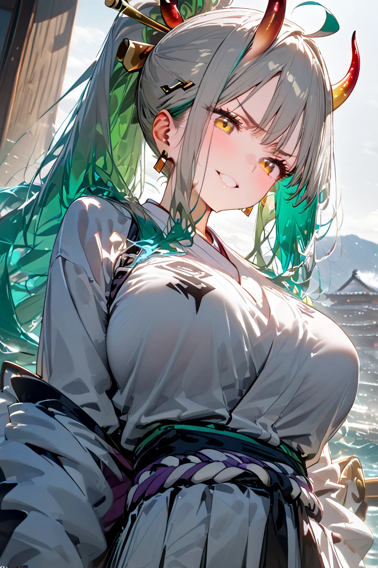 ((tmasterpiece:1.4, Best quality))+, (hyper-detailing)+, (Close her eyes:1.5)+, Blind girl,(Meticulous ears:1.5), (cute girls), (Exquisite and gorgeous Hanfu:1.5), Long hair details, Long braids on both sides, (wariza:1.2), pale-skinned, (Green cloth:1.5), (long white pants:1.4), wine jugs, fresh flowers, long wooden staff,fall foliage,aprons,Chinese ancient city, Wandering around the market with luggage, (Female shopkeeper:1.1), (dawn light:1.2), ), (Close-up cleavage:1.1), (elevation perspective:1.3), forehead jewel, Colored inner hair, Striped hair, Sad smile, disarray's gem branch, silber hair, first person perspective,the only person