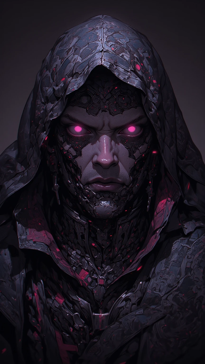 head of the statue of David, Dark, futuristic David statue, red glowing eyes, digital art , ((best quality)), ((masterpiece)), (detailed),