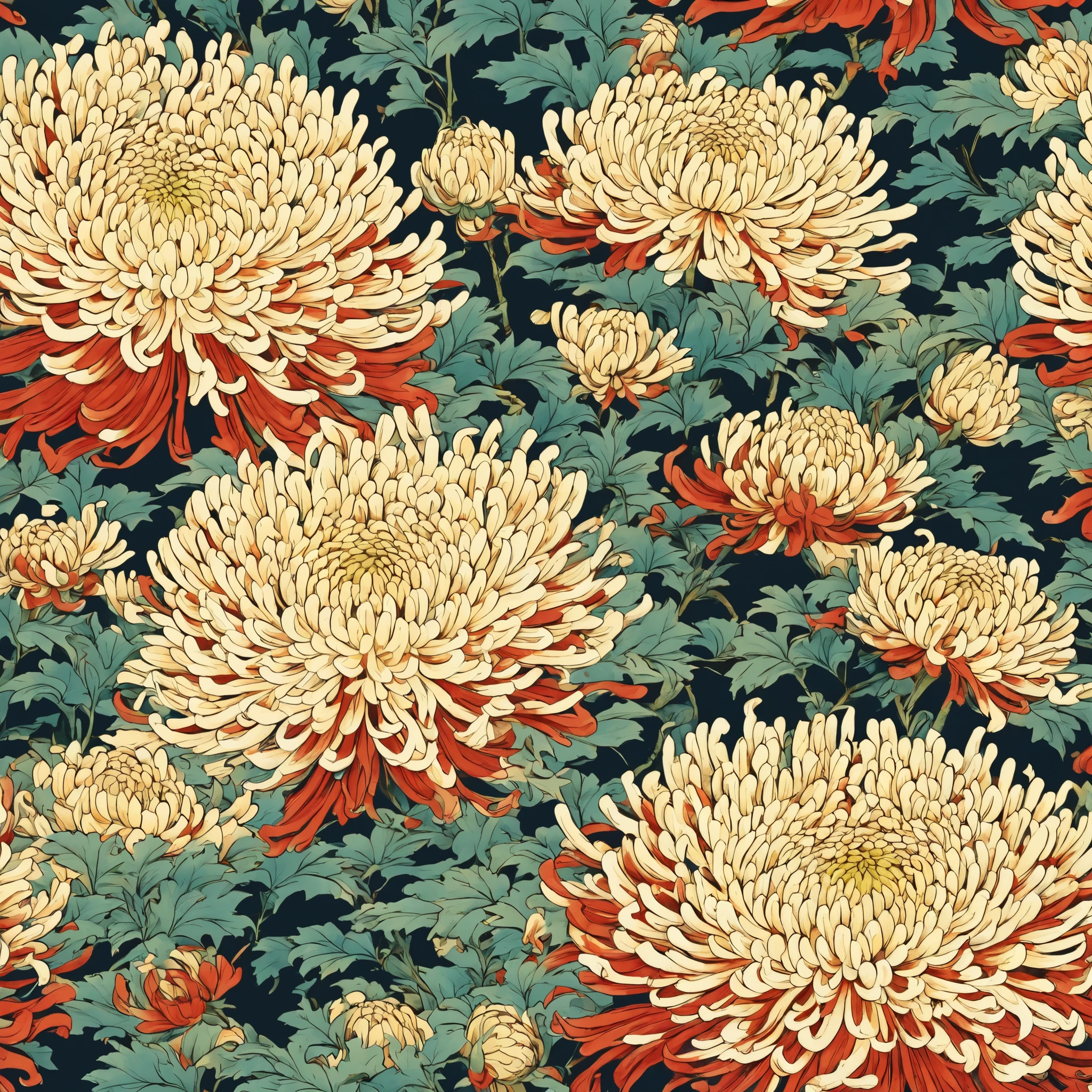 Japanese art、illustrations、chrysanthemum