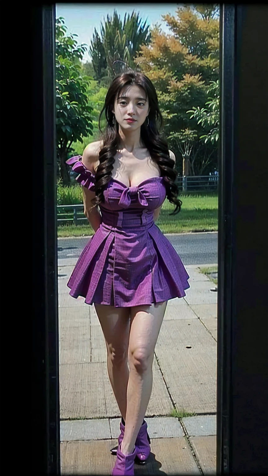Full body of a Syrian WOMAN, blue straight hair, white button up and baby blue pleated skirt, wear suspenders, big boobs, angry look, looking at viewer, in the mall, natural skin texture, 24mm, 4k textures, bright cinematic light, RAW photo, photorealism, photorealistic, intricate, elegant, highly detailed, sharp focus, ((((((cinematic look)))), soft tones, insane details, intricate details, hyperdetailed, low contrast, soft cinematic light, bright colors, exposure mix,  hdr, full body head to toe, wearing choker, thick thighs, over the knees socks