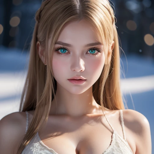  vintage fantasy , Masterpiece, Magnificent art,  top quality,  One Girl ,   close-up girl Nordic princess , Scandinavian Mountains, Winter Weather, Symmetrical and ultra-detailed face , Peach Silky Smooth Skin , Bright and aggressive green eyes,  White Disheveled Hair Extended to Waist , Sculptural Body , (spark: 0.7), Adobe Illustration,  Artstation trend , 8k,  high definition, high definition, Cold and soft lighting,  