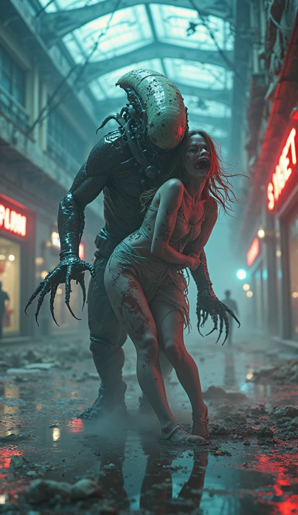 Cammy white petite running zombie dogs at night