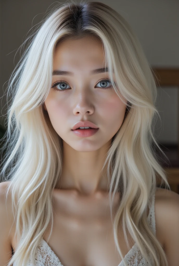 unreal enginee 5, Blonde, Blue eyes, Long hair, pink white lingerie