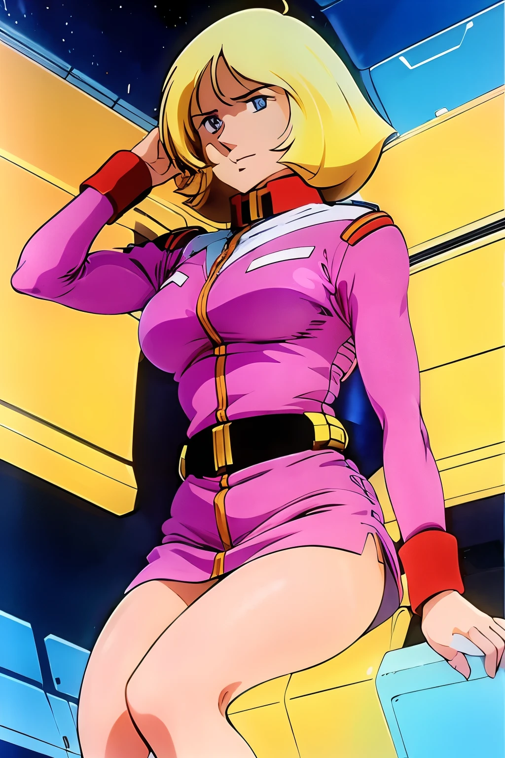 ((Best Quality)),miniskirt、 ((masterpiece)), ( Details), 1 girl, sexy,Michal Ratkie、Space Century Federation Force uniforms³、miniskirt、white panties