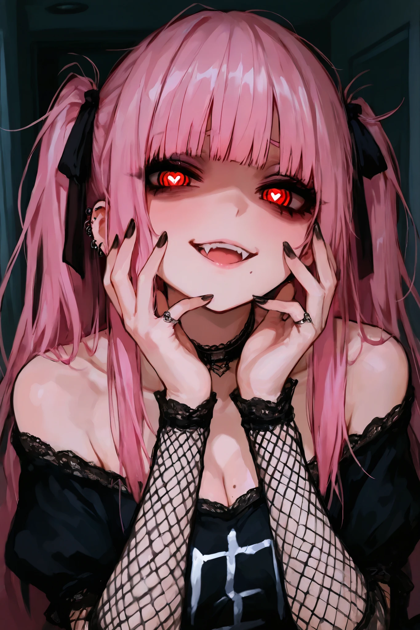 Anime girl with blood on her face and wearing black clothes, gapmoe Yandere grimdark, Yandere, gapmoe Yandere, Danganronpa digital art, Yandere. expensive, junko enoshima, portrait gapmoe Yandere grimdark, Junko Enoshima from Danganronpa, akane owari danganronpa, Killer - Girl