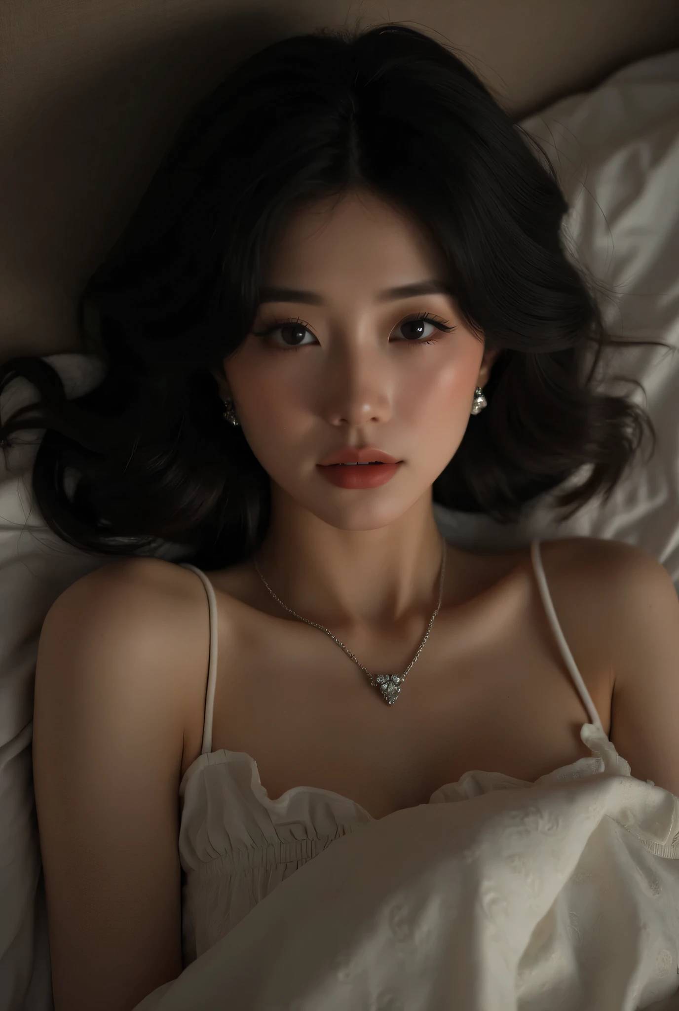 (Best Quality, 8k, 32k, Masterpiece, UHD:1.3), (Photo of Attractive Japanese Woman), 1 Girl, (super huge Boobs:1.2), (short wavy hair), Abs, Perfect Body, Ultra Detailed Face, Detailed Lips, Fine Eyes, double eyelids, pajamas, on the bed, (seductive), ((aroused:1.5)), ((areolae slip))