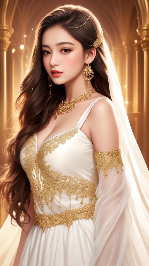 A beautiful woman dressed as a queen 