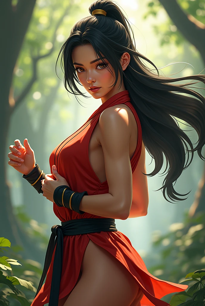 (masterpiece, best quality:1.2), expressive eyes, perfect face, highres, 1girl, solo, ryu \(sf\), (female:1.5), black hair, long hair, dougi, fingerless gloves, headband, standing, portrait, looking at the viewer,