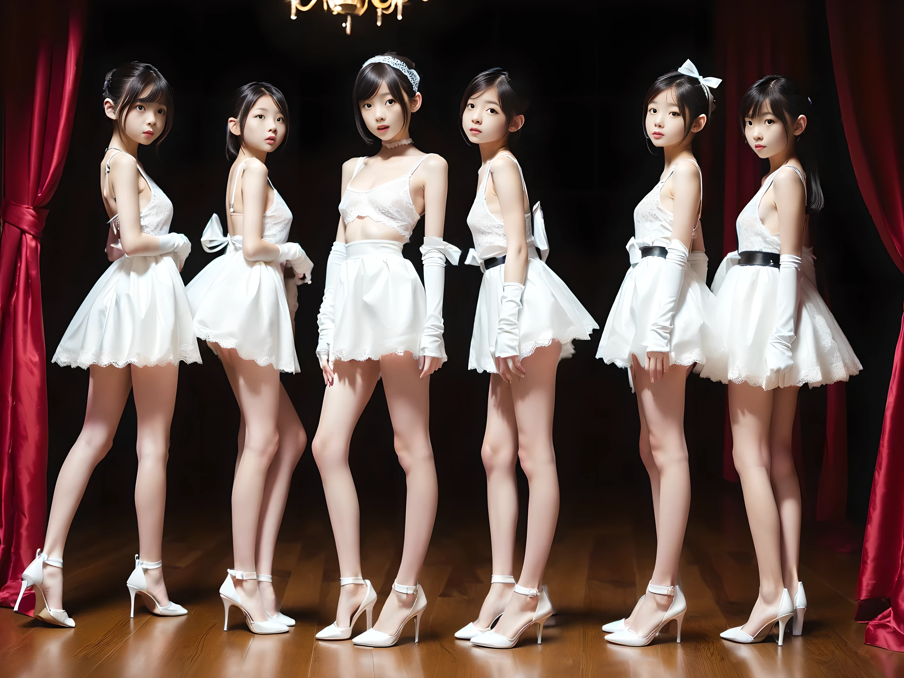 Extremely Detailed KAWAII junior idols, ((Variations of Roundly tight buttocks)), PUNIPUNI Radiant PearlSkin with clear transparency, ThighGap, (Exposed:-0.8), Thongs tutu, Absurd Detailed LifeLike Rendering, (Acutance:0.88)