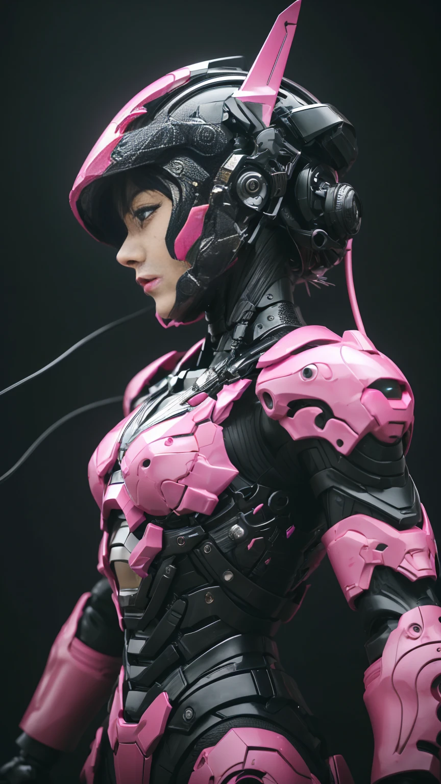 araffed woman in a pink suit holding a gun and a gun, female mecha, girl in mecha cyber armor, mechanized soldier girl, cyberpunk anime girl mech, streamlined pink armor, slick pink armor, echo from overwatch, female cyborg, cute cyborg girl, female robot, oppai cyberpunk, mechanized valkyrie girl, beautiful robot character design, big boobs, gigantic boobs, cleavage, show cleavage, uhd