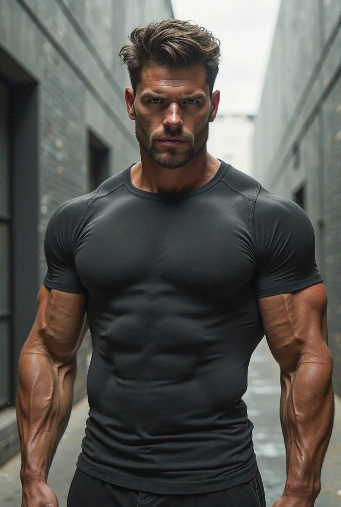 A male delivery man in uniform,4K,best quality,Ultra-high resolution,The translucent uniform soaked with sweat clung to the body.,front,For vest
