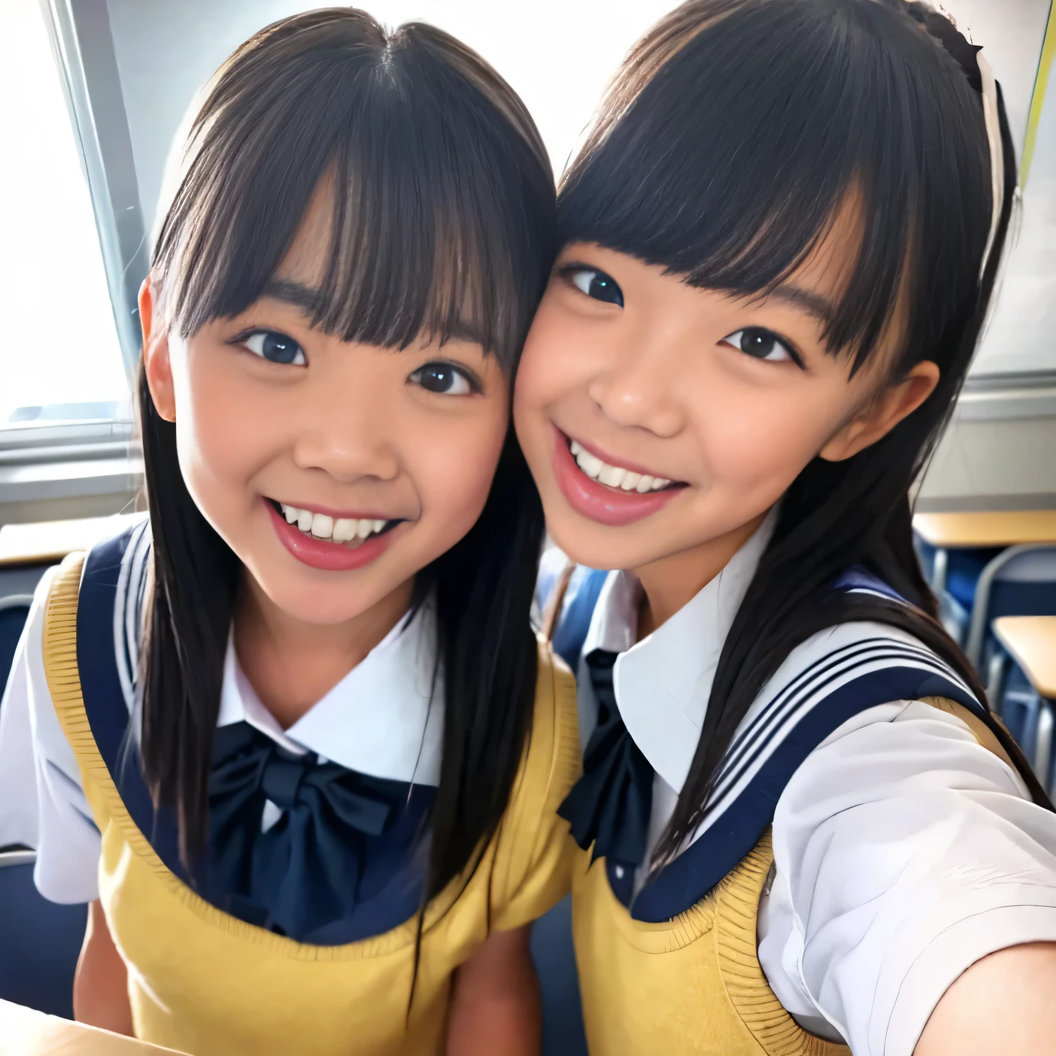high quality 、 high definition , 、2 girls、 do,Scornful Eyes,healthy、 Mr..々hairstyle、 see here 、( elementary school uniform up、standing、( in:1.2),, chiaroscuro、 massage room 、Grinning mouth、 angles from above 、seiza、 proximity method 、(After School Classroom:1.5)、 low key writing 、backlight、The ,(( Indirect Lighting))、Ultra High Definition、 nasty vibe、Cum in wet uniforms 、 face covered in semen、two horny girls who want penises、I open my mouth and throw my tongue out、long tongue、Very sexual、Two girls intertwine with viewers and kiss