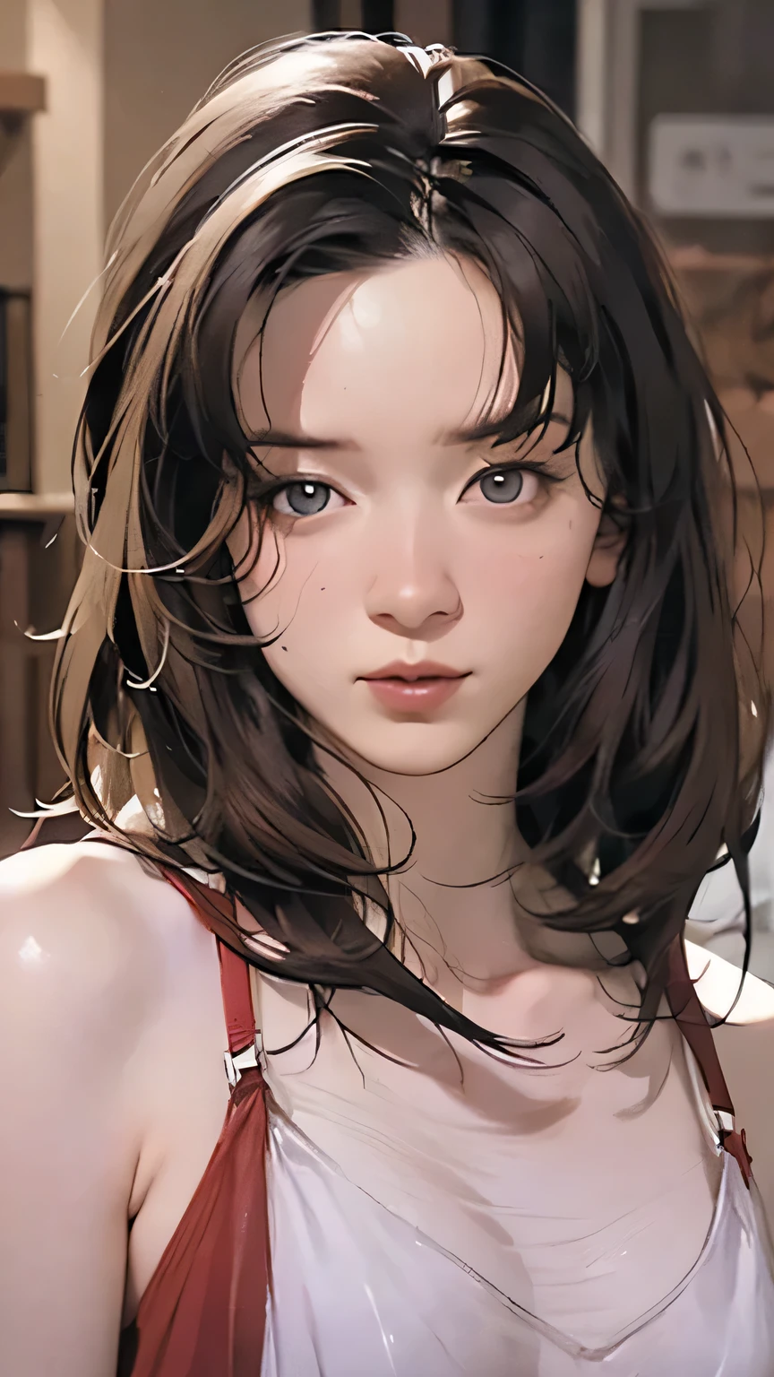 The city of Kyoto、Clear background、(( Realistic Light, highest quality, 8k, masterpiece: 1.3)), One girl, Slim Beauty: 1.4, Abdominal muscles: 1.1, (Brown Hair, Medium chest: 1.3), Casual shirts: 1.1, Super Fine Face, Delicate eyes, double eyelid, smile,