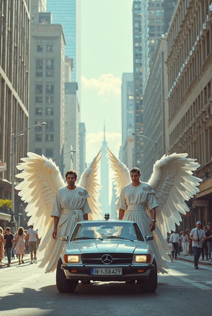 God's angels Michael and Gabriel in realistic 3D