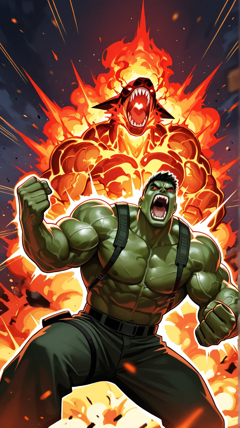 Hulk smashing an Armored Tank with his bare hands, while black widow is standing calmly , a talking bubble to her right which says "The sun’s getting real low"
