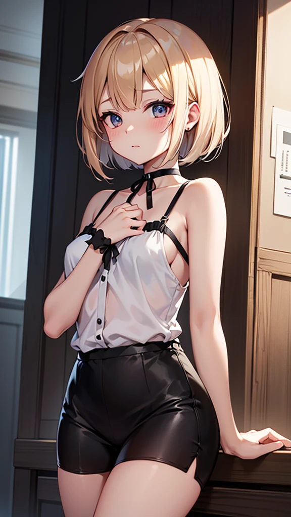 (masterpiece:1.2、Highest quality、masterpiece)、1 female、alone、classroom、Day、stand、blonde、Wave Long、blue eyes、(Completely naked:1.4)、(Dark Skin:1.4)、Small breasts、pantyhose、corset、Earrings、lipstick、Sweaty、Scrunchie、choker、blush、(Climb on top of a guy and have sex:1.5)、(Ahegao:1.2)、(tongue:1.2),(Tears of joy:1.2)
