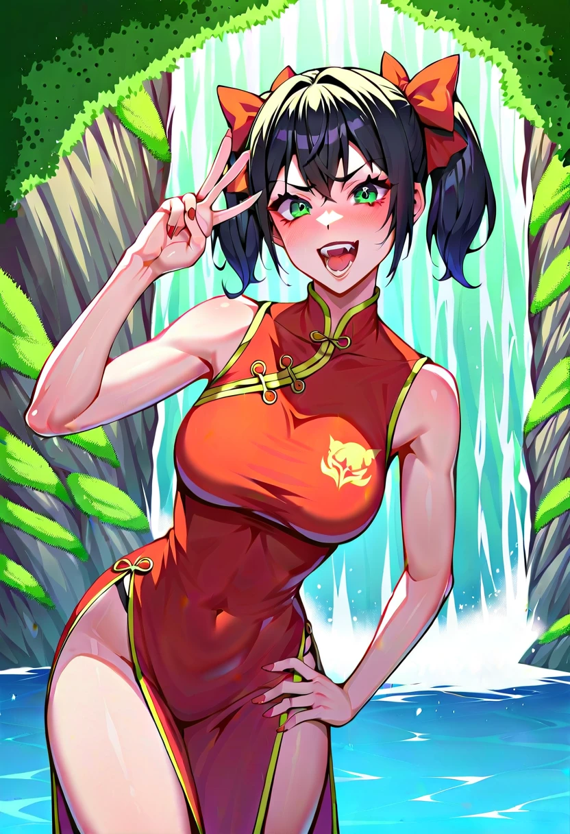 shark girl,furry,Cute Moe,big breasts,Good quality,Good resolution,go to swimming pool,Cheongsam dress,Wet,nighttime,Good light and shadow details ,shade,sexy pose,Have sexual desire to masturbate